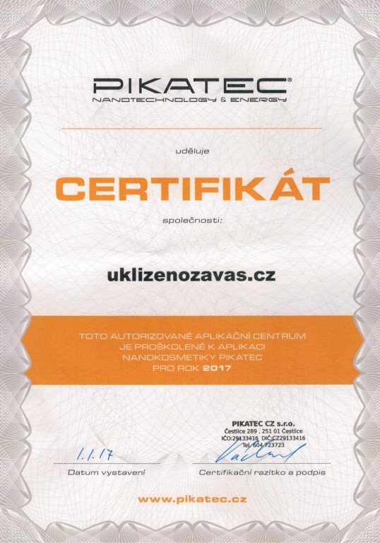 certifikát PIKATEC